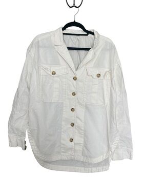 Free People White Button-Front Shirt
